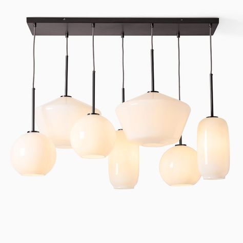 Sculptural Glass 7-Light Multi Chandelier (47") | West Elm West Elm Lighting, Canopy Glass, Waterfall Chandelier, Mobile Chandelier, Outdoor Furniture Decor, Modern Chandeliers, Metal Canopy, Globe Chandelier, 5 Light Chandelier