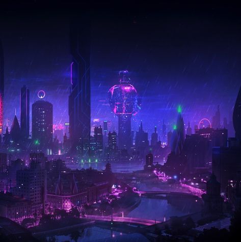 Neon Cyberpunk Aesthetic, Music Studio Aesthetic, Cyberpunk Futuristic, Purple City, Neon Cyberpunk, Aesthetic Neon, Groove Metal, Futuristic Aesthetic, Anime Places