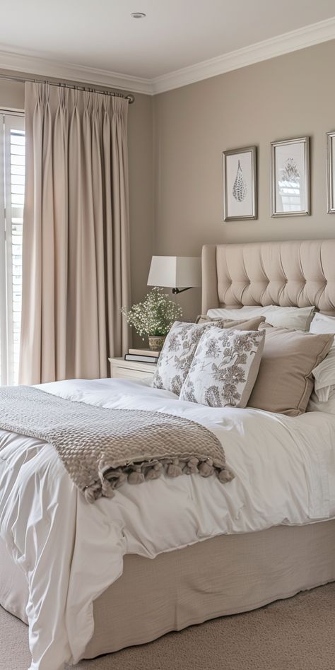 50+ Beige Bedroom Ideas for A Modern and Aesthetic Home – CreativeBooster Cream Color Palette Bedroom, Beige Bed Ideas, Beige Bedroom Paint, Cozy Beige Bedroom, Beige Bedroom Colors, Pink And Beige Bedroom, Beige And White Bedroom, Beige Bedroom Ideas, Beige Walls Bedroom