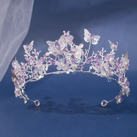 Faster shipping. Better service Butterfly Quince, Quince Crowns, Quince Crown, Purple Sweet 16, Purple Quince, Quinceanera Tiaras, Quinceanera Jewelry, Quinceanera Crown, Bridal Crown Tiara