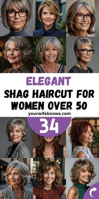 Revitalize your style with our top picks of 34 modern shag cuts for women over 50 who desire a bold and beautiful change. These haircuts are perfect for adding a fashionable twist to your everyday look, with options ranging from short dynamic cuts to luxurious medium layers. Find out how these styles can work for your face shape and hair type, making you look and feel fantastic. Short Hairstyle Women Over 50 Over 50 2020, Hair Style For Older Women Over 50 Best Short Haircuts, Short Haircut For Women Over 50 With Fine Hair, Short Shaggy Haircuts Choppy Layers Older Women, Hi Low Haircut Women, Short On Top Layered Hair, Cute Short Shag Haircuts, Short Hair For Over 50 Women, Long Shag Haircut Side Part