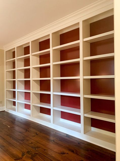 Custom Built-In Bookcases — Woodmaster Custom Cabinets Inbuilt Bookshelves Built Ins, Study Built In Bookcases, Wall To Wall Bookcase, Simple Built In Bookshelves, Built In Shelves Bedroom Wall Units Storage Ideas, Fitted Bookcase Wall, Custom Built In Shelves, Built In Bookshelves Wall, Built In Book Case Ideas