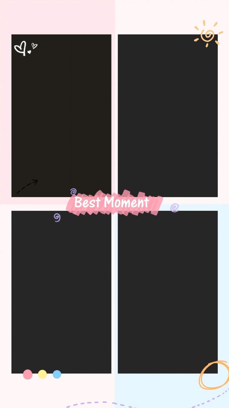 four different photos with the words best moments written on them in pink, blue and yellow