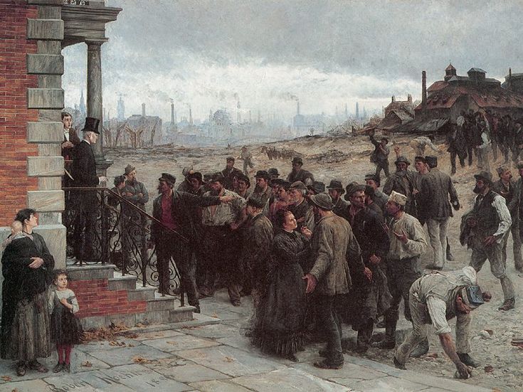a painting of many people on the street