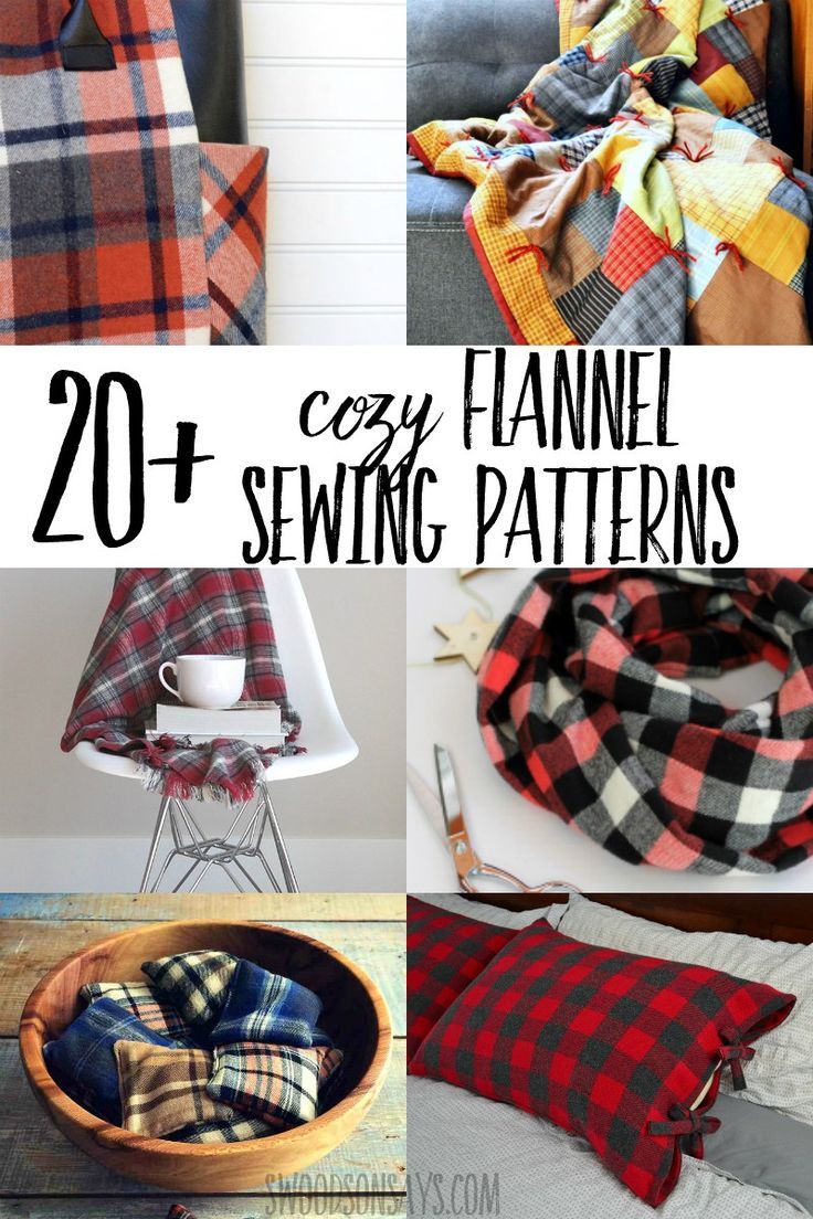 many different types of blankets and pillows with text overlay that says cozy flannel sewing patterns