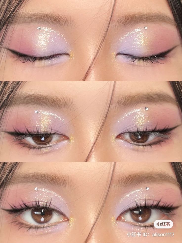 Iridescent Make Up, Rapunzel Inspired Makeup, Light Purple Makeup Looks, Fairy Princess Makeup, Starting Makeup, Fairy Core Makeup, Rapunzel Makeup, Fairy Eye Makeup, Concert Makeup