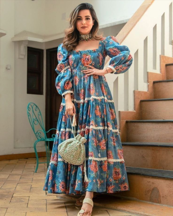 Latest Trendy Long Floral Print Maxi Dress Designs