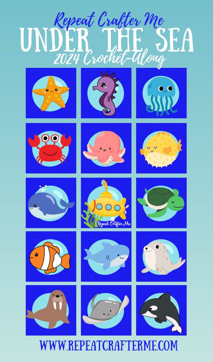 an image of under the sea poster with different types of fish and marine creatures on it