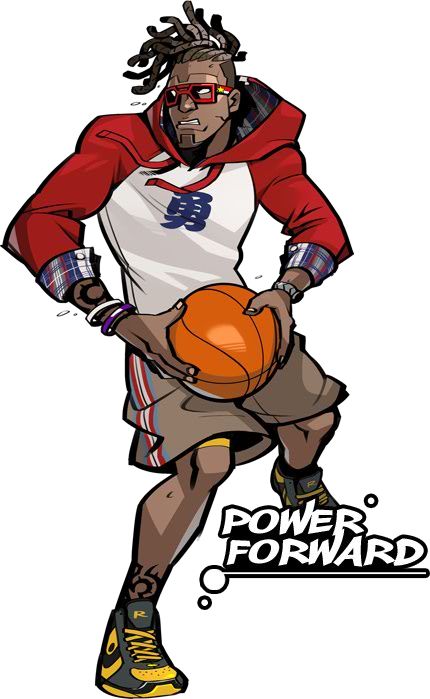 a man holding a basketball in his right hand and wearing glasses on top of it