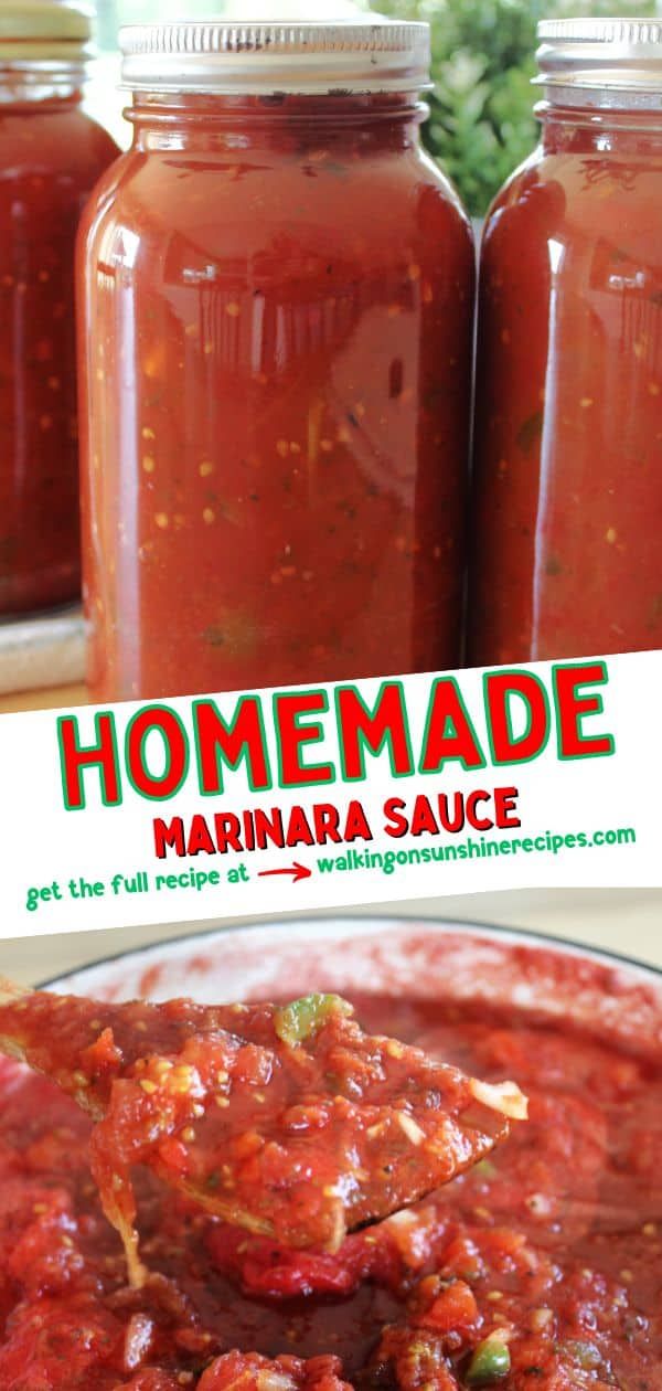 homemade marinara sauce in jars with spoon