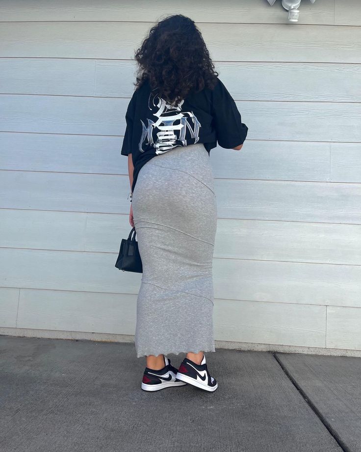 Modest Outfit With Sneakers, Jordan With Dress Outfit, Hoodie And Long Skirt Outfit, Long Skirt And Sneakers Outfit, Skirt With Sneakers Outfits, Long Dress With Sneakers, Apostolic Fashion Church, Dress With Jordans, Baddie Church Outfits