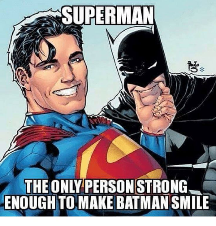 the batman and superman character are smiling together