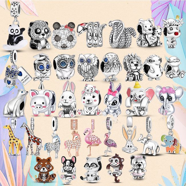 925 Silver bead fit Charms Pandora Charm Bracelet Chameleon Parrot Charm Animal Panda Owl Hedgehog Giraffe charmes ciondoli DIY Fine Beads Jewelry Pandora Charms, Owls, Panda Charm, Charms Pandora, Pandora Charm, Silver Bead, Pandora Bracelet, Beads Jewelry, Pandora Charm Bracelet