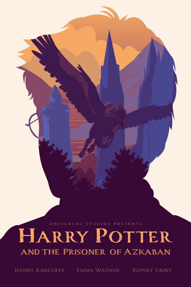 the poster for harry potter and the prisoner of azzaban, with an eagle flying over his head