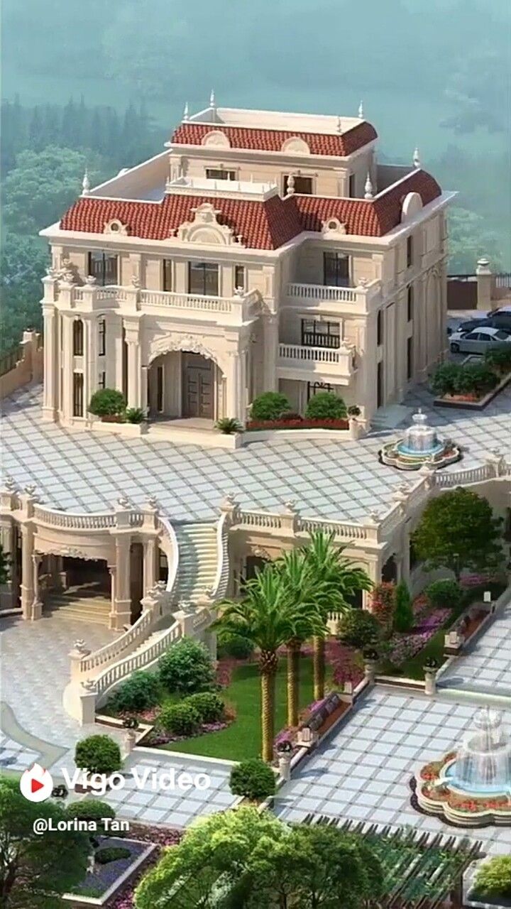 this is an aerial view of a mansion