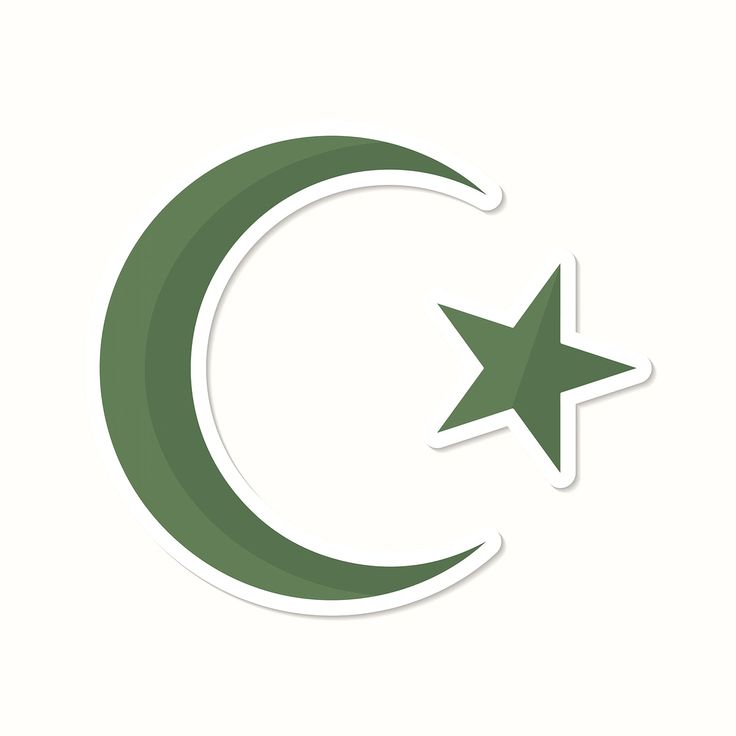 a crescent and star sticker on a white background