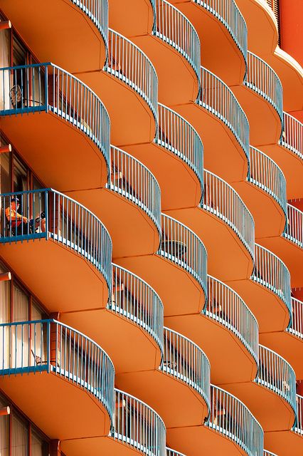 Balconies, windows occupied by squirming humans really speak for the residents that are like their part of their apartments, becoming identical.. Colour Palettes, Orange Aesthetic, Orange Is The New, Orange And Turquoise, Orange And Blue, Shades Of Orange, Design Branding, Architecture Photography, Architecture Details