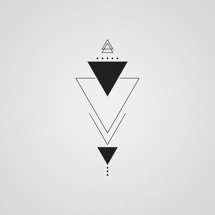 an abstract black and white design with triangles on the bottom half of each triangle, which has three dots at the top