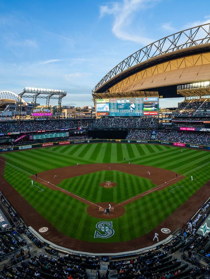 a baseball stadium filled with lots of people