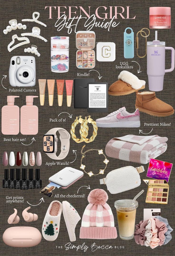 a poster with many different items and words on the front, including shoes, sweaters,