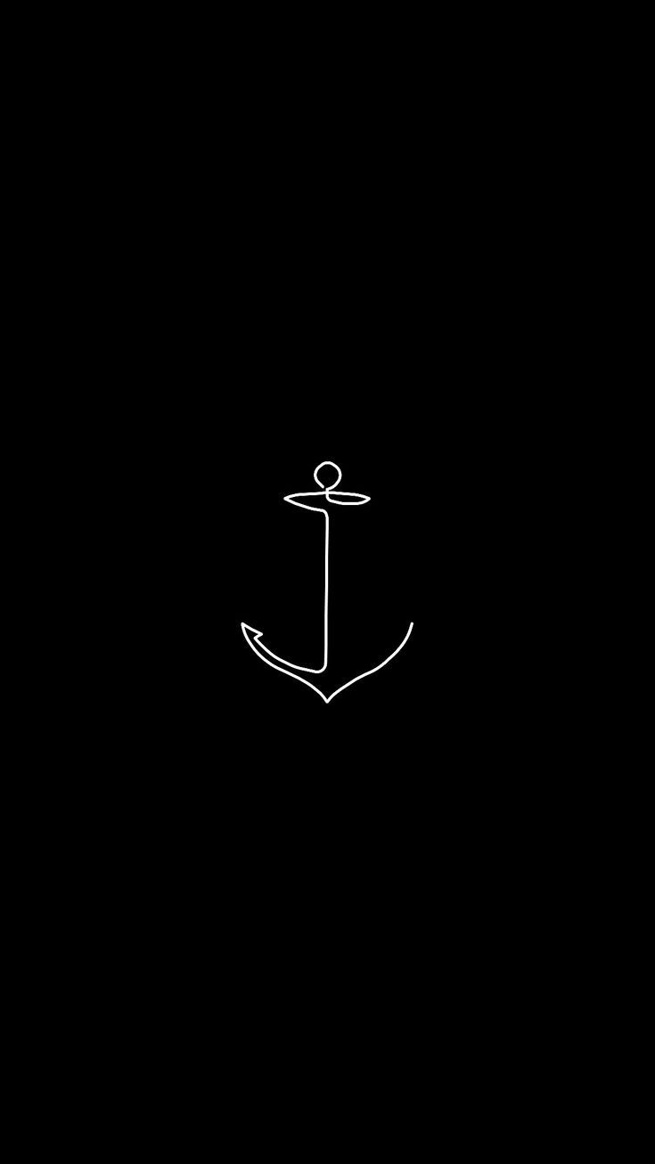 an anchor in the middle of a black background with white lines on it and a small hook at the end