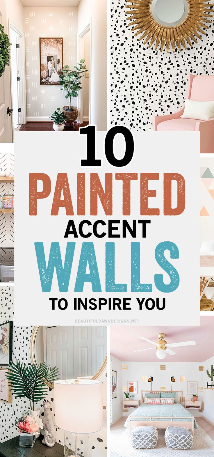 These DIY wall painting ideas are so inspiring. You're going to love these simple DIY painted accent wall ideas for your next room makeover. Painted Wall Treatments, Diy Painted Accent Wall Bedroom, Easy Diy Accent Wall Paint Bedroom, Accent Wall Paint Ideas Living Room, Craft Room Wall Paint Ideas, Office Room Wall Painting Ideas, Paint Ideas On Wall, Mural Wall Living Room, Accent Wall Studio Apartment