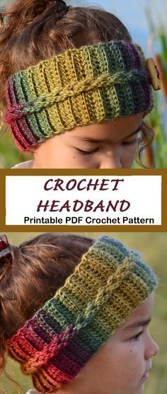 the crochet headband is made with yarn