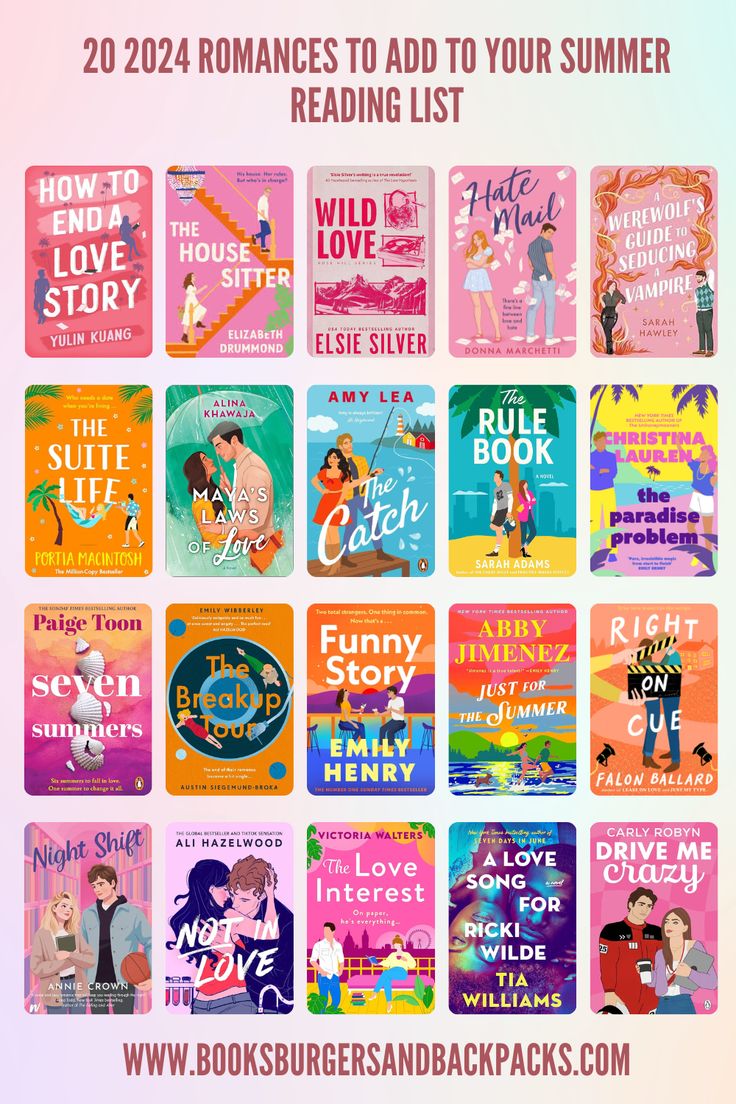 the summer reading list for kids with text overlay that reads 20 romances to add to your summer reading list