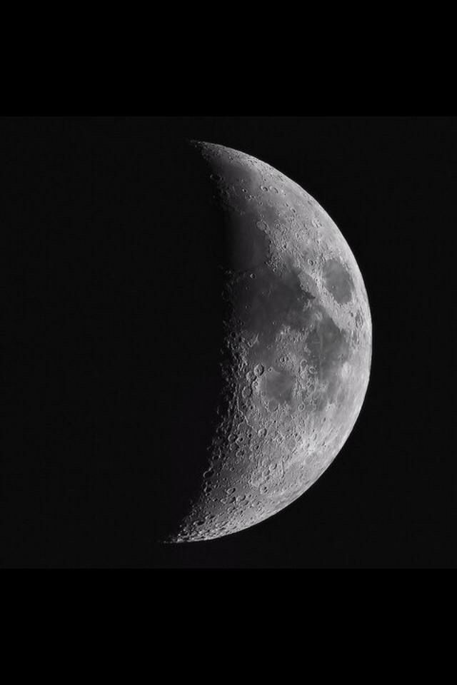 the half moon is seen in black and white