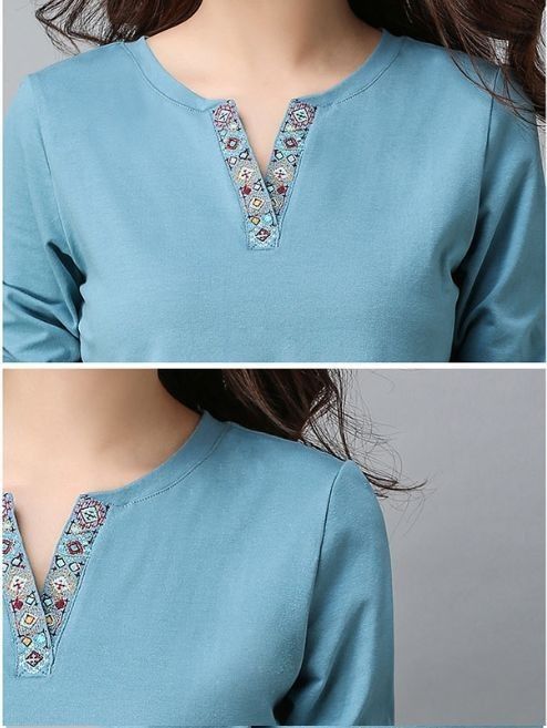 Simple Neck Shapes For Kurti, New Neck Designs, Blue Churidar, Easy Neck Design, Chudi Neck Designs, Churidhar Neck Designs, Detail Couture, Salwar Neck Designs, Churidar Neck Designs