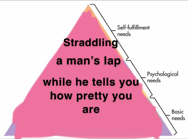 a pink triangle with the words straddling a man's lap while he tells you how pretty you are