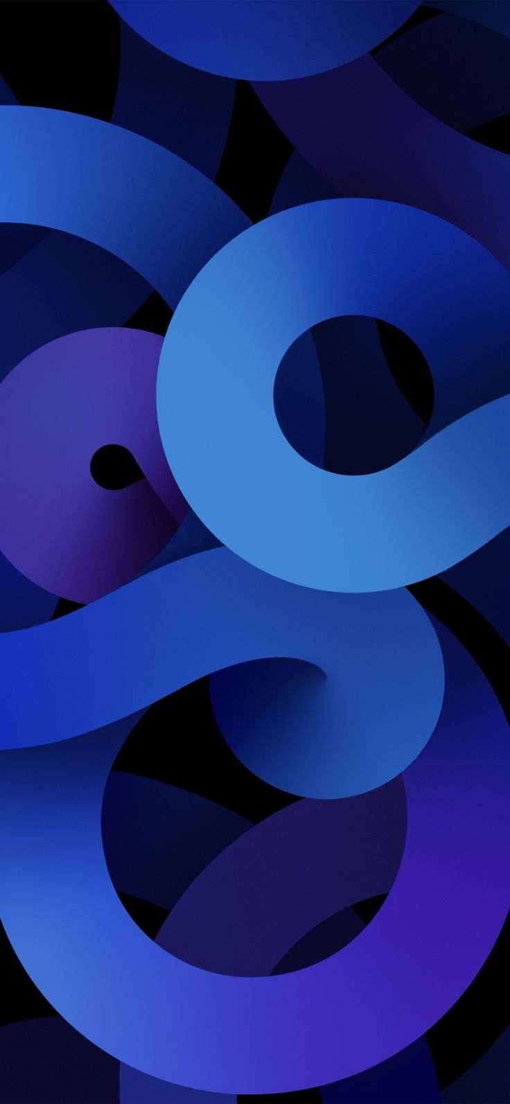 an abstract blue and purple background with circles in the shape of letters that appear to be interlocked