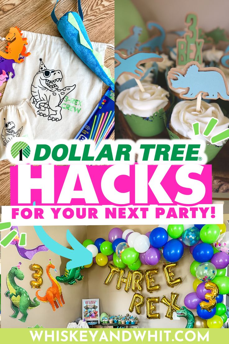 dollar tree hacks for your next party with balloons, cupcakes and decorations