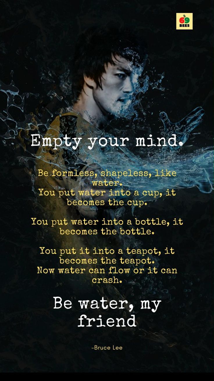a man swimming in the water with an inspirational quote above it that reads, empty your mind