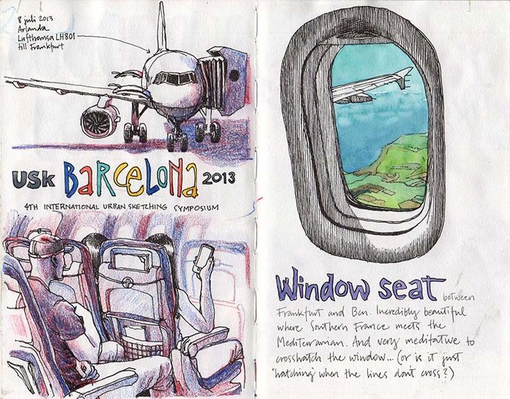 a drawing of an airplane and window seat