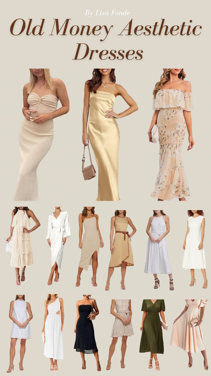 15+ old money aesthetic dresses to wear in 2023. Old money dresses for women. Elegant old money dresses to wear in spring or summer. Old money dress outfit. Old money aesthetic dress. Party old money dress. White old money dress. Old money style dress. Rich And Elegant Outfit, Old Money Rich Dress, Old Rich Outfit Women, Old Money Party Outfits Aesthetic, Woman Old Money Style, Party Dress Old Money, Dress Outfits Old Money, Elegant Rich Dresses, Old Money Outfits Women Dress