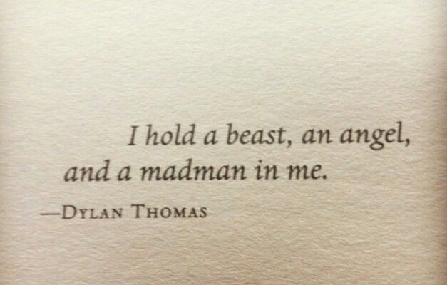 an old typewriter with the words i hold a beast, an angel and a madam in me