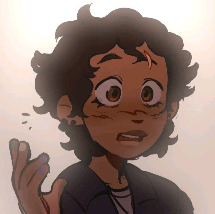 an animated image of a boy with curly hair