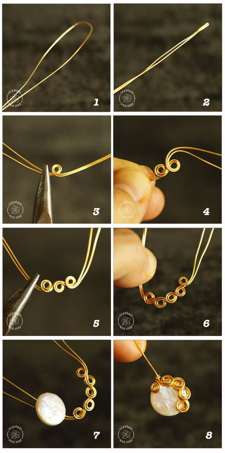 how to make a simple necklace with pearls and gold wire - step by step instructions