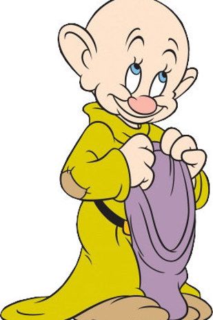 an old cartoon character sitting on the ground with a cloth in his hand and smiling