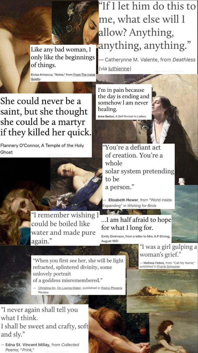 a collage of pictures with some words on them and an image of a woman