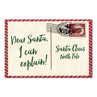 an old christmas postcard with the words dear santa i can explain and santa claus north pole, atlanticea