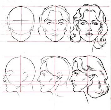 some drawings of different faces and hair styles