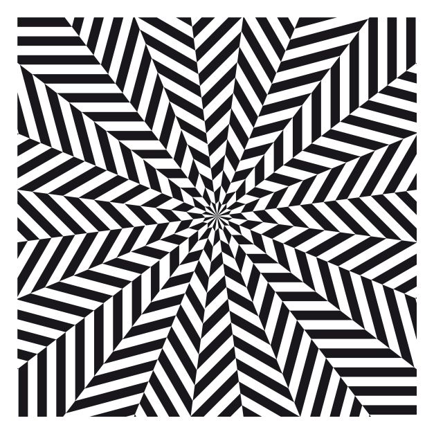 an abstract black and white pattern with wavy lines in the center, forming a star shape