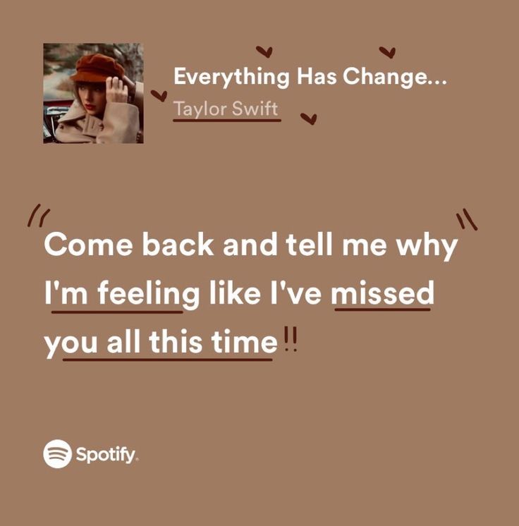 a brown background with an image of taylor swift and text that reads,'i'm feeling like i've missed you all this time '