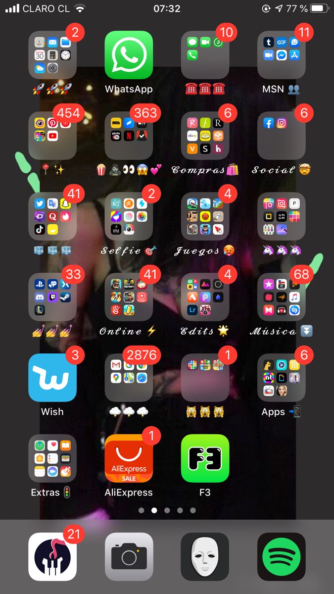 an iphone screen with many different icons on the back and side panels, including one that is