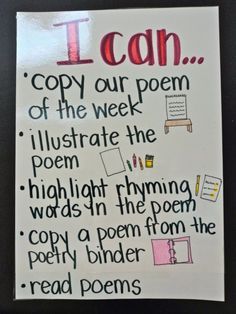 a sign with words written on it that says i can copy our poem of the week