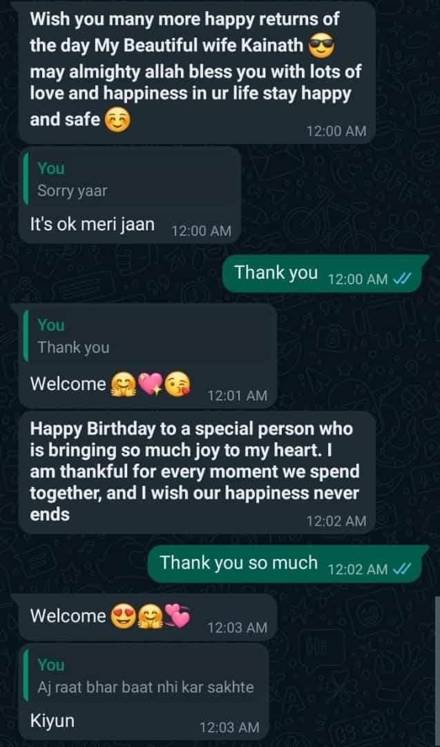 two texts that say happy birthday to each other