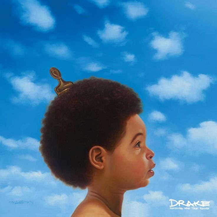 a young boy with a crown on his head and clouds in the sky behind him