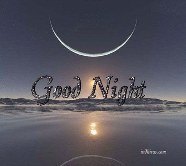 the words good night are in front of a crescent